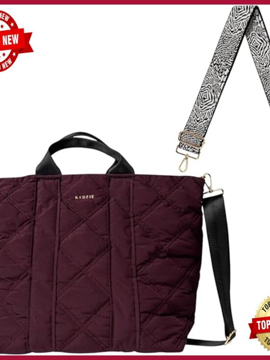Handbags - Quilted Puffer Tote Bag with Interchangeable Crossbody Strap